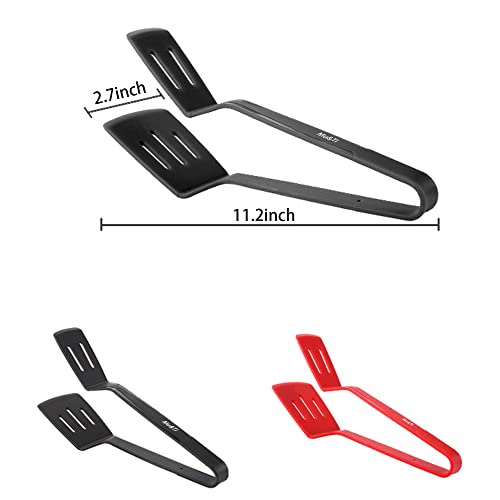Silicone Kitchen Tongs Spatula Tongs for Cooking 11 Inch Barbecue Clamp Spatula for Gripper Bread Clip Fried Steak Clamp Flipping Fish Beefsteak (1 Pack Black (big))