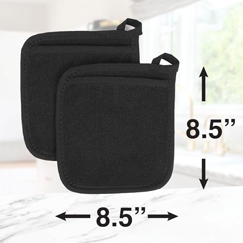 Terry Pocket Mitt & Hot Pad (4-Pack / Black)