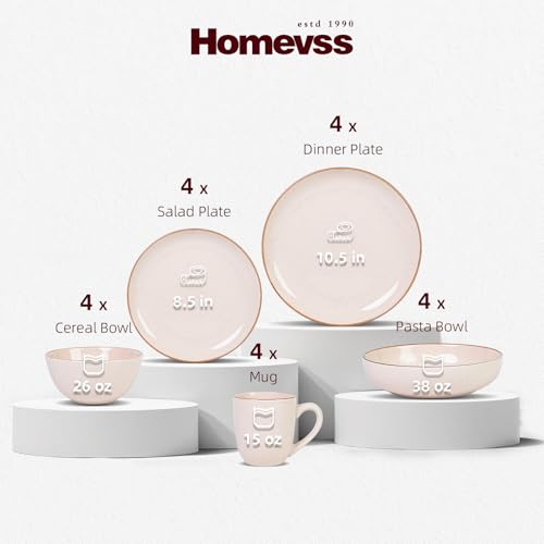 HomeVSS 20 Piece Dinnerware Set (Service for 4 - 20pc Set / Peach)
