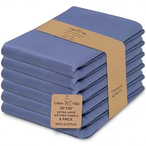 Kitchen Towels Cotton Dish Towels 20”x30” (20" x 30" (Set of 6) / 026 Indigo Blue)