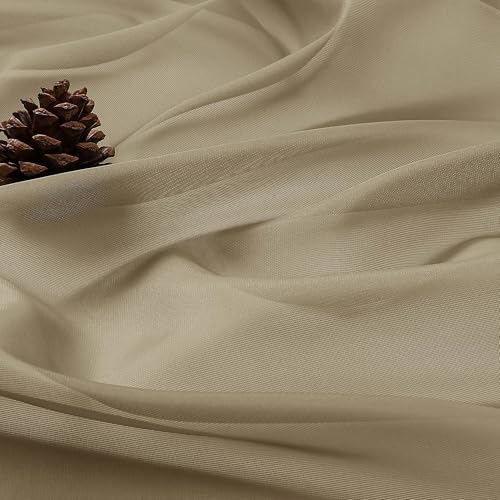 Sheer Taupe Curtains 108 Inches Long for Living Room Bedroom 2 Panels Set (Taupe / 59"W x 108"L (Pack of 2))