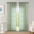 Sheer Curtains 84 Inches Long 2 Panels Set (Sage Green / 59"W x 84"L (Pack of 2))