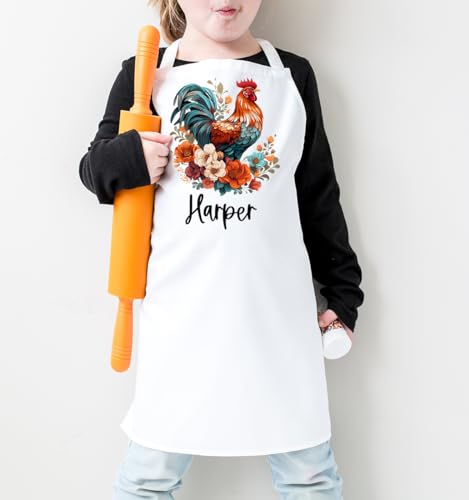 Floral Chicken Rooster Baking Apron (Kids Apron)