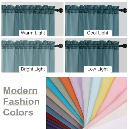 Cafe Curtains 36 Inch Length Tier 2 Pieces (Dusty Blue / 42"W x 36"L (Pack of 2))