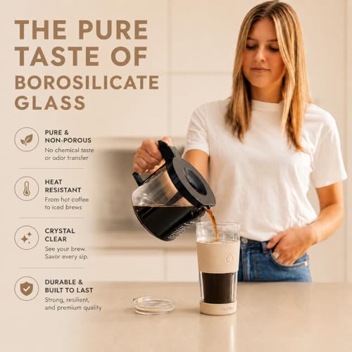 19 oz. Clear Double Wall Glass Coffee Tumbler (Biege)