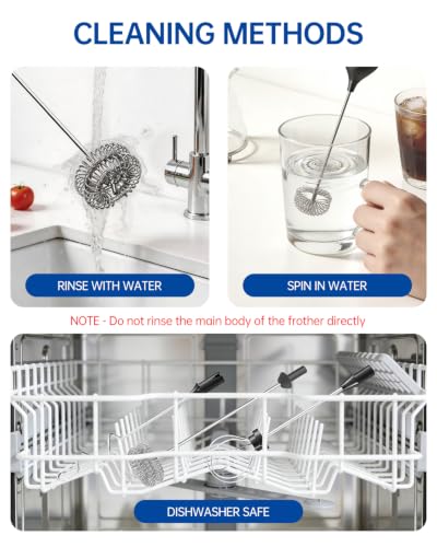 Rechargeable Handheld Milk Frother Wand with 3 Variable Speeds