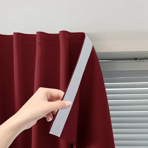 Self Adhesive Curtains (47"W x 71"L (Pack of 1) / Burgundy)