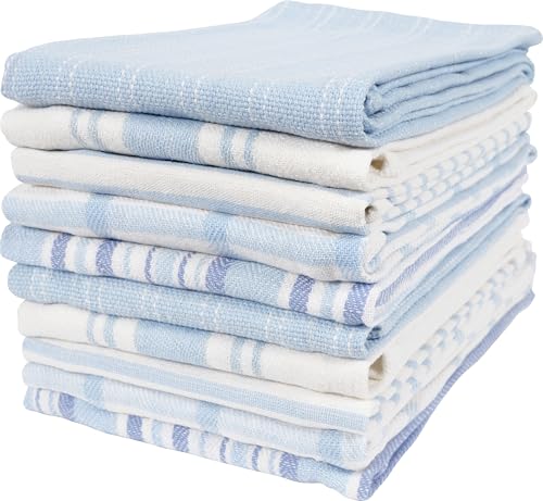 Assorted Flat Kitchen Towels (Sky / 18 x 28 - 10 Pack)
