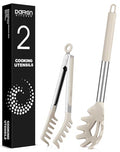 Silicone Spaghetti Spoon and Pasta Tong (Khaki)