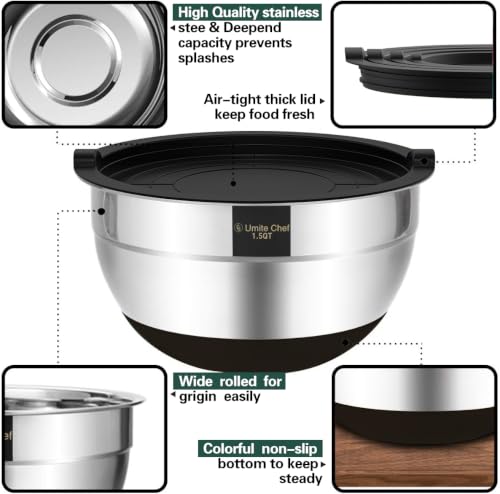 Mixing Bowls with Airtight Lids (Black)