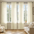 Light Cream Sheer Curtains 90 Inches Long 4 Panels 42 x 90 Inches (42"W x 90"L (Pack of 4) / Light Cream)