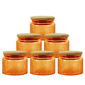 4 oz Decorative Small Glass Jars with Airtight Bamboo Lids (Orange Amber / 4 fl. oz)