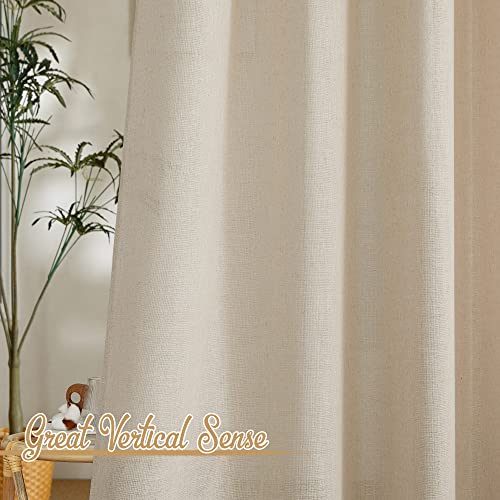 Cream Beige Linen Curtains & Drapes 84 inches Long (52"W x 84"L (Pack of 2) / Linen Cream)