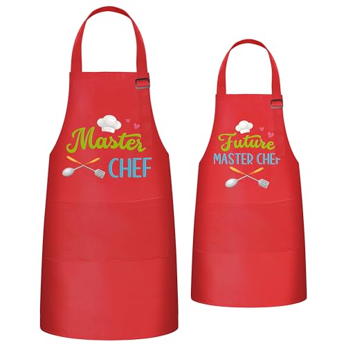 R HORSE 2Pcs Adults Kids Matching Apron Set (Red Future)