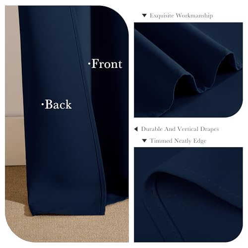 Extra Long Blackout Curtains 120 inches Long for Bedroom (Navy Blue / 52"W x 120"L (Pack of 2))