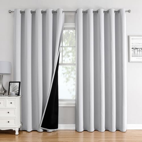 100% Blackout Curtains for Bedroom 84 Inches Long 2 Panels Set (60"W x 84"L (Pack of 2) / Greyish White)