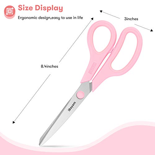 8.5" Scissors All Purpose (Pastel Pink, Soft Purple, Macaron Blue / 3-Pack)