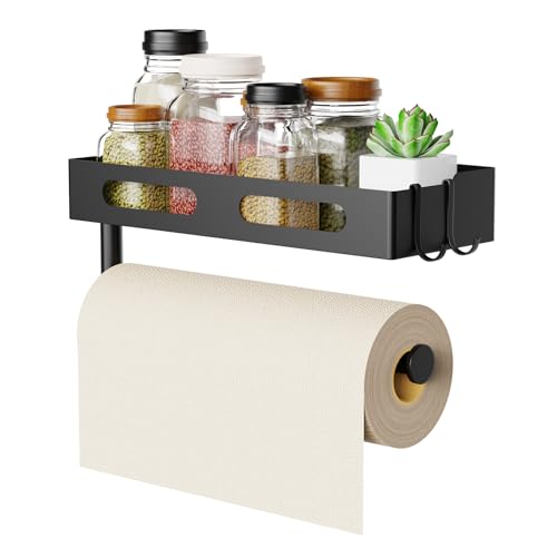 Paper Towel Holder Wall Mount for Kitchen (Matte Black)