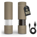 Electric Salt and Pepper Grinder Set (Taupe Brown / Set of two electric mills)