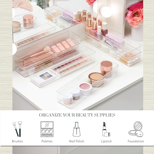 SimpleSort 6 Piece Stackable Clear Drawer Organizer Set (12x3x2" (Set of 6))