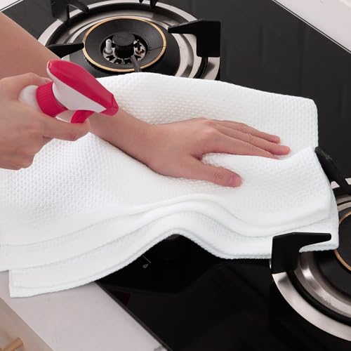 100% Cotton Oversized Waffle Weave Kitchen Towels 8 (White / 20 X 28 - 8 Pack)
