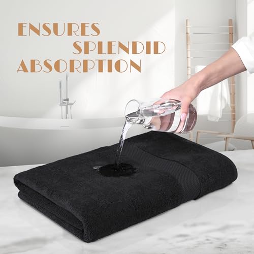 Wealuxe Black Bath Towels 24x50 Inch (Black / Bath Towels 6-Pack, 24x50 Inches)