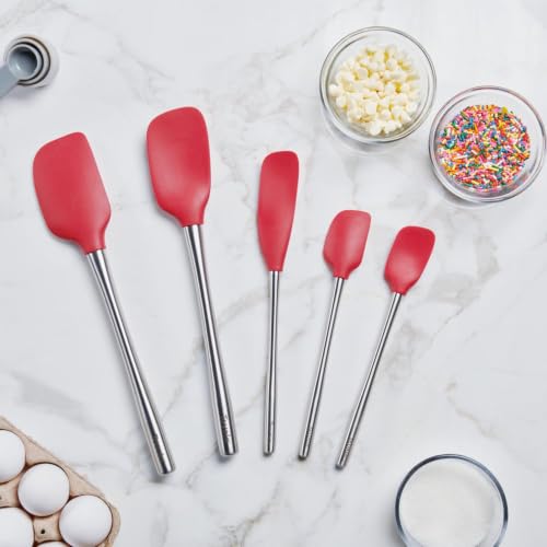 Stainless Steel Handled Silicone Spatula Set of 5 Cayenne Red (Cayenne / Stainless Steel Handle)