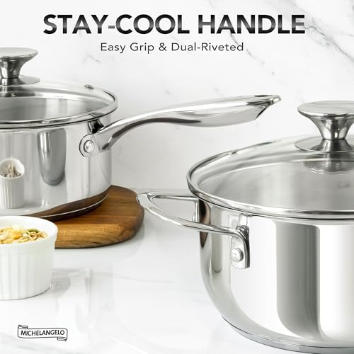 Stainless Steel Pot Set with Lids 1QT & 2QT & 3QT (1QT+2QT+3.1QT)