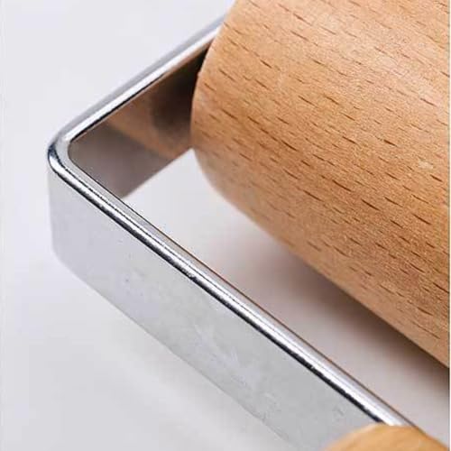 Stainless Steel & Beechwood Rolling Pin with Adjustable Thickness (T)