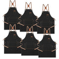 Chef Apron with Cross Back Straps for Men Women (Black, 6pack)