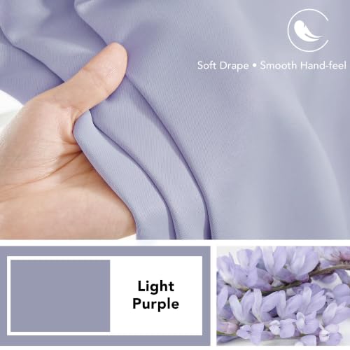 Short Blackout Curtains for Small Windows Thermal Insulated Rod Pocket and Back Tab Curtains 42Wx45L Inch Light Purple 2 Panels (Light Purple / 42"W x 45"L (Pack of 2))