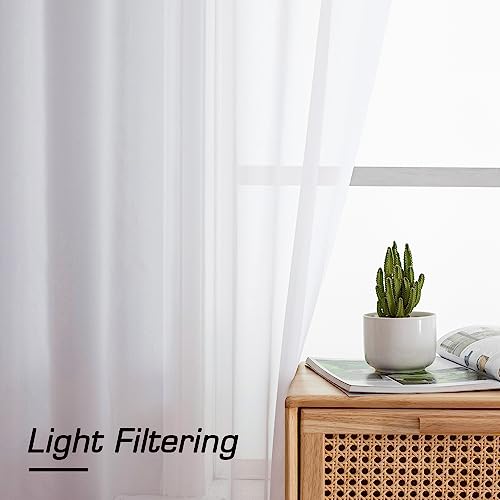 White Sheer Curtains (White / 42"W x 84"L (Pack of 2))