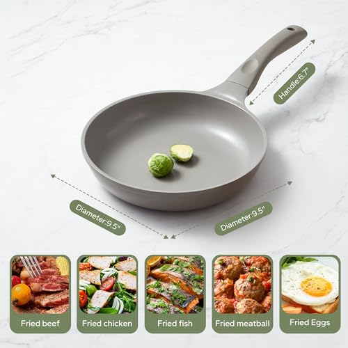 Nonstick Frying Pan Skillet (Gray / 9.5inch Frying Pan)