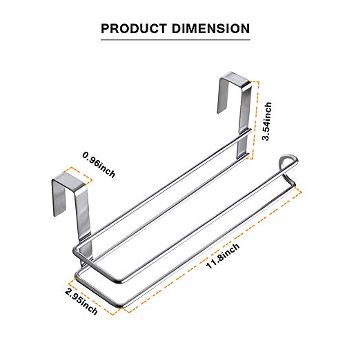 Paper Towel Hanger Holder Stainless Steel Kitchen Roll Paper Towel Holder Tissue Hanger Organizer Rack for Kitchen Under Cabinet Over Door (Paper Towel Holder)