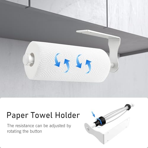 Paper Towel Holder Under Cabinet Suitable for Kitchen & Bathroom (White)