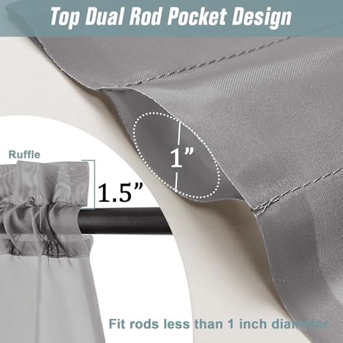 Grey Sheer Curtains 63 Inch Length 2 Panels (42"W x 63"L (Pack of 2) / Charcoal Grey)