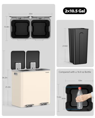 Trash Can 2 x 10.5 Gallon (Apricot / 2 x 10.5 Gallon (2 x 40 L))
