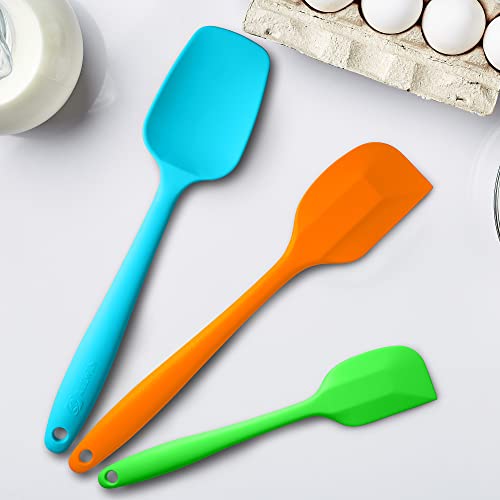 3 Piece Silicone Spatula Set (Green/Orange/Blue)