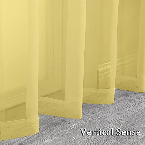 2 Pack Basic Mustard Yellow Sheer Curtain 84 Inches Long for Bedroom (Mustard Yellow / 42"W x 84"L (Pack of 2))