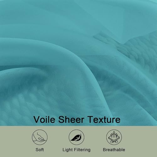 Turquoise Sheer Curtains 96 Inches 2 Panels for Living Room 59" Wide (Turquoise / 59"W x 96"L (Pack of 2))