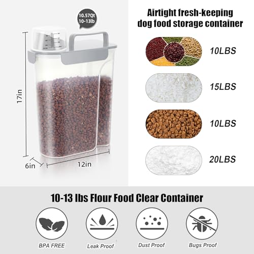 10 13 Lbs Upgrade Capacity Dog Cat Food Storage Container (Grey / 10L-1pack)