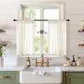 Cafe Linen Curtains 30 Inch Length for Small Window (Light Beige / 24"W x 30"L (Pack of 2))