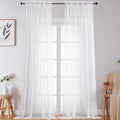 Extra Long Sheer White Curtains for Bedroom Living Room 108 Inches Long 2 Panels Set (White / 59"W x 108"L (Pack of 2))