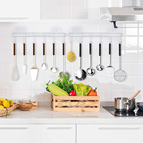 Adhesive Wall Hooks Rack Kitchen Rail (White)