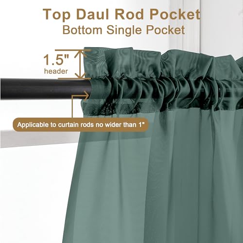 Sheer Hunter Green Curtains 90 inches Long 2 Panels (Hunter Green / 42"W x 90"L (Pack of 2))
