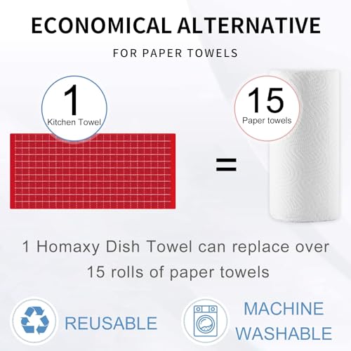 100% Cotton Terry Kitchen Towels (Red / 13 X 28 - 8 Pack)