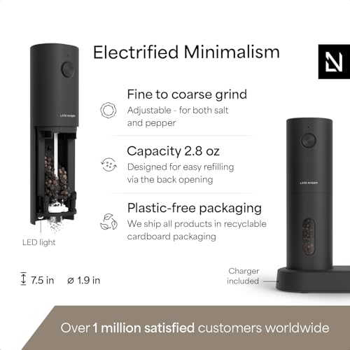 Electric Salt and Pepper Grinder Set (Carbon Black / Set of two electric grinders)