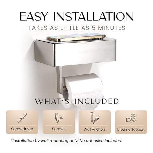 Day Moon™ Toilet Paper Holder with Shelf (Polished Chrome)