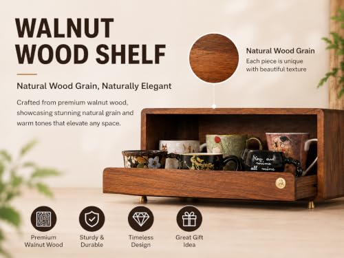 Wooden Coffee Station Storage Rack with Drawers (Single-layer Storage)