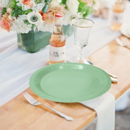 50 Pcs Sage Green Paper Plates 7 Inch Green Dessert Plates Disposable Dinner Plates for Baby Shower Bridal Shower Birthday Party Supplies Disposable Paper Plates (sage green dinner plates / 50 Pcs)
